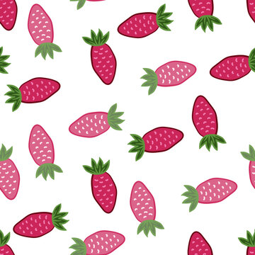 Hand drawn strawberries wallpaper.Doodle strawberry seamless pattern. Fruits backdrop.