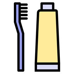 Toothbrush color line style icon