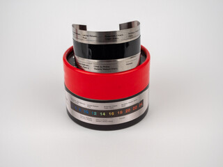 Stainless steel wine thermometer isolated on white background.