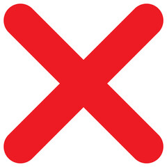 Red cross icon. Error symbol in red. Alert message. Wrong symbol. Cross sign. Reject symbol in png.