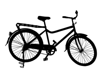 Detailed Silhouette Image of a Bicycle on its Stand