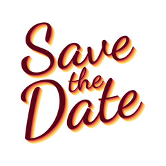 Save the date. Retro sign. Flat vector stock illustrations on white background.