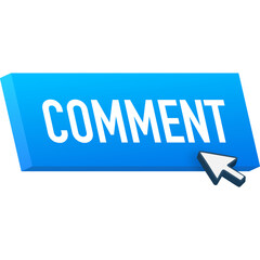 Flat blue comment button. Flat vector. Computer mouse click. Navigation pointer.