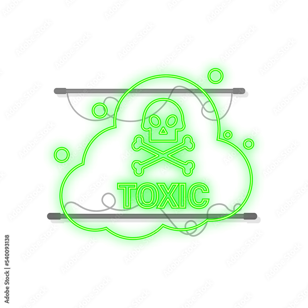 Wall mural neon green neon illustration on dark backdrop. logo, label. isolated vector illustration. exclamatio