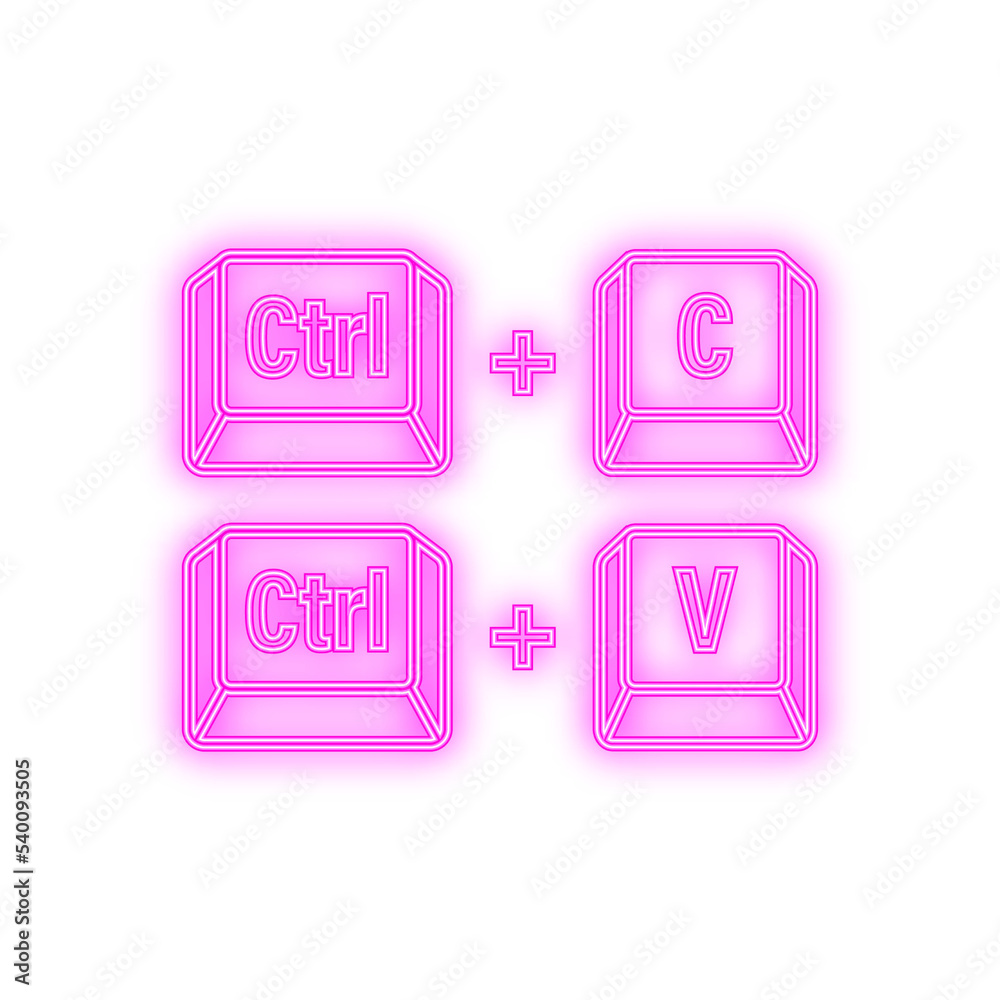 Aufkleber Ctrl C and Ctrl V computer keyboard neon buttons. Desktop interface. Web icon. Vector stock illustration.