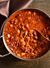 Cowboy beans in cooking pan