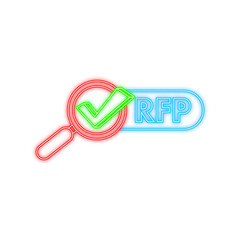 RFP request for proposal neon icon. Vector stock illustration.