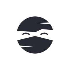 Ninja warrior icon. Simple black serious ninja head logo