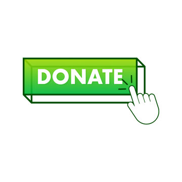 Donate with cursor button. Internet icon. Pointer click icon. Vector stock illustration.