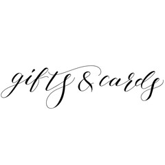 Hand drawn copperplate spenserian wedding lettering "gifts&cards". Typography for wedding cards, scrapbooking and invitations