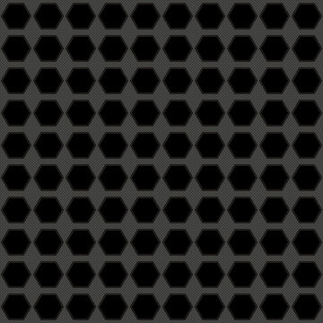 Dark grey nano suit textile seamless texture with oxagon holes.