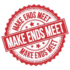 MAKE ENDS MEET text on red round stamp sign