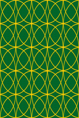 Seamless gold pattern on a green background. Seamless traditional ornament green and yellow color. Brochure cover, poster template