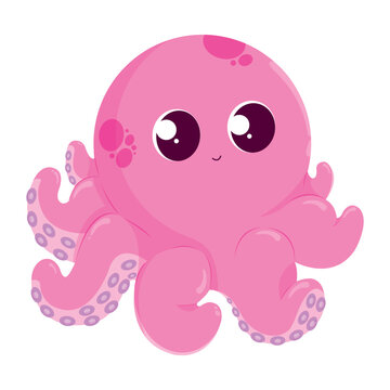 Isolated cute octopus character sketch icon Vector