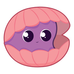 Isolated cute seashell character Sketch icon Vector