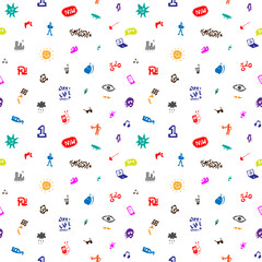 Summer city life seamless vector background , design element
