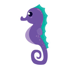 Isolated cute seahorse character Sketch icon Vector