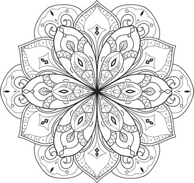 Mandala isolated on the white background.Doodle pattern.ornament design for coloring page