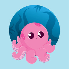 Colored cute octopus underwater sealife Vector