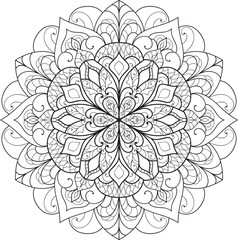Fototapeta premium Black and white Mandala illustration Hand drawn outline Mandala.Mandalas for coloring book 