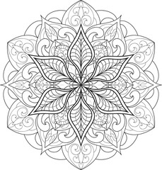 Black and white Mandala illustration Hand drawn outline Mandala.Mandalas for coloring book 