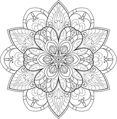 Adult coloring page Mandala.Hand drawn illustration.ornament design for coloring page