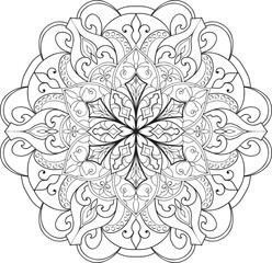 Adult coloring page Mandala.Hand drawn illustration.ornament design for coloring page