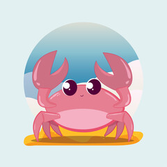 Isolated cute crab character sketch icon Vector