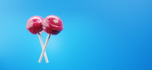 red lollipops on a blue background