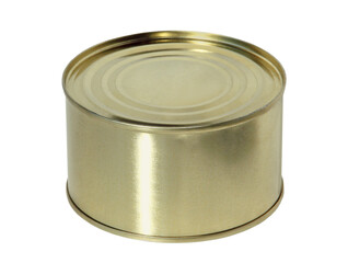 Blank Metal canned food tin isolated on a transparent background.