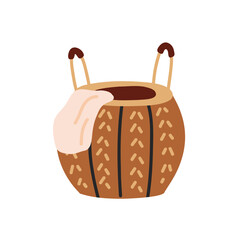 Boho Nursery Wicker laundry basket. Boho Baby Nursery Scandinavian Neutral Decor Element. Baby Shower Minimalist Clipart for Newborn