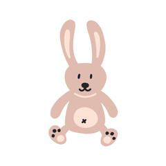 Boho soft toy rabbit. Boho Baby Nursery Scandinavian Neutral Decor Element. Baby Shower Minimalist Clipart for Newborn