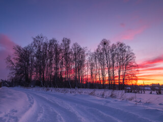 sunset in the winter