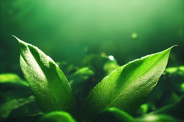 green leaf with water drops