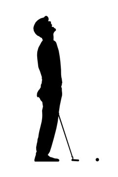 Frustrated Golf Player Golf Missing Put Shouting Silhouette