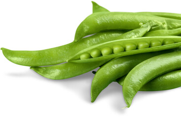 Fresh peas isolated on white background