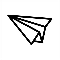 Vector illustration of a paper airplane icon symbol, on a white background.