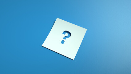 Paper Cut Question Mark On The Blue Background, 3d Rendering
