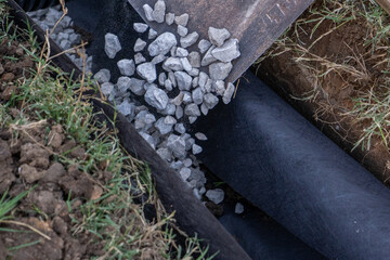Landscaping and Drainage System with Rocks