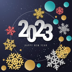 Fototapeta na wymiar 2023 New Year. 2023 Happy New Year greeting card. 2023 Happy New Year background.
