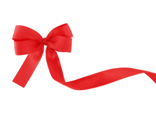 red ribbon bow isolated on white background