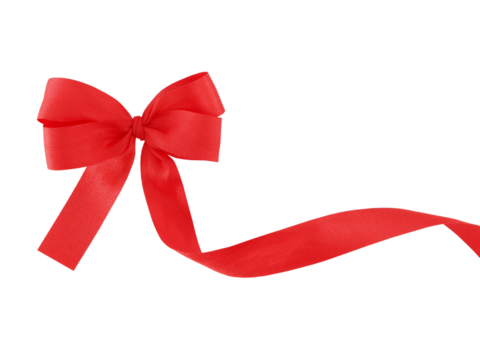 red ribbon bow isolated on white background