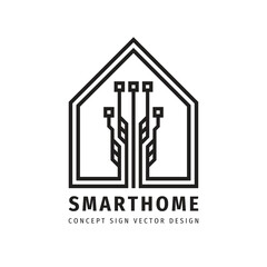 Smart home logo design template. Smart house building vector sign. Home digital electronic technology icon. Property management symbol. Corporate identity. Vector illustration. 