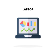 Laptop flat icon. Vector illustration on white background. Can used for digital product, presentation, UI and many more.