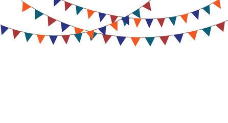 Carnival garland with flags. Decorative colorful party pennants for birthday celebration, festival and fair decoration.