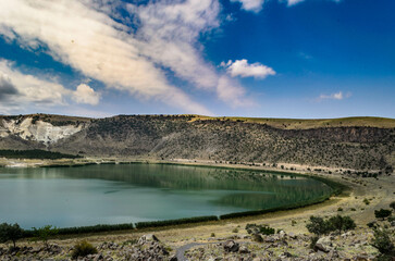 mountain and crater lake