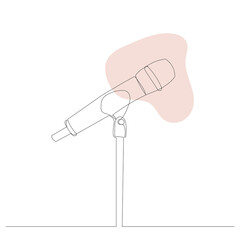 microphone drawing by one continuous line, isolated vector