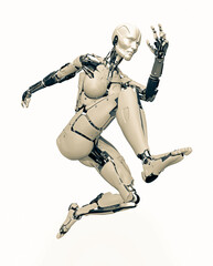 amazing robot is jumping in action