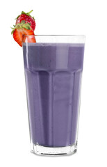 Glass of delicious berry cocktail isolated on white background