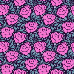 Abstract Floral Vector Colorful Seamless Pattern Retro Illustration for Textile Fabric Wrapping Paper Greeting Card